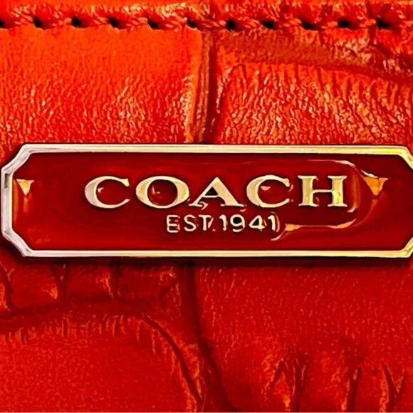 COACH 2013 Madison Lindsey Red Croc Embossed Crossbody Satchel Full Zip 1941 - Picture 4 of 9